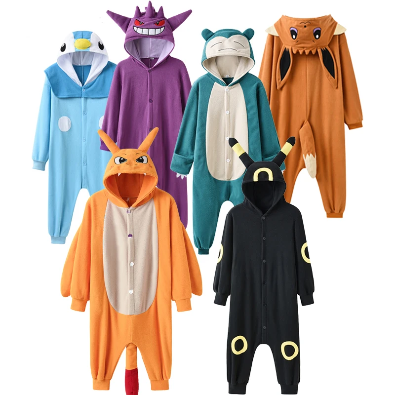 Bambini Charizard Tutina Per Bambini Gengar Kigurumi Umbreon One Piece Pigiama Eevee Full Body Suit Girl Halloween Costume Cosplay