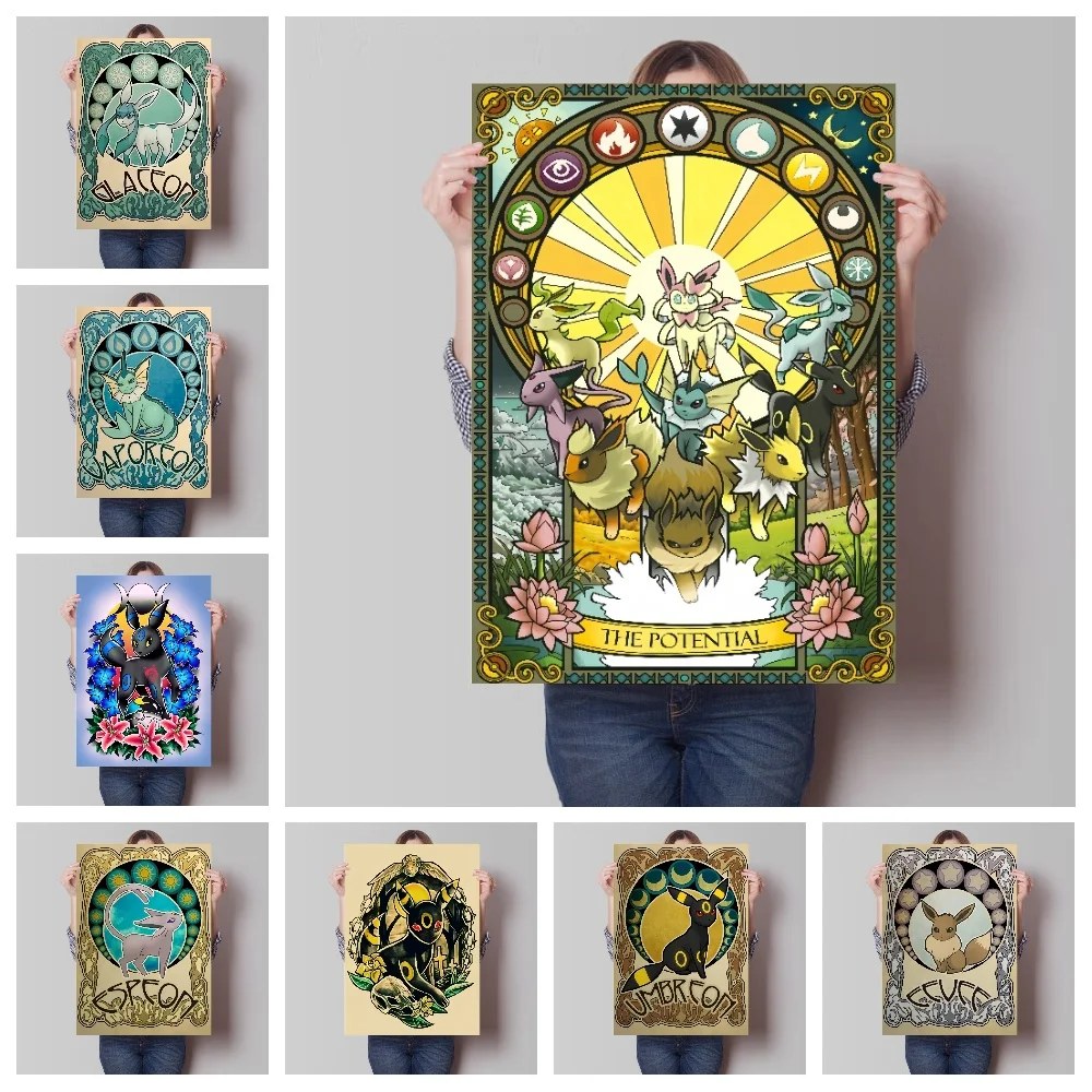 Retro Eeveelutions Pokemon Anime Figures Stampa Canvas Umbreon Leafeon Wall Art Poster Decorazione Circostante Poster Interni