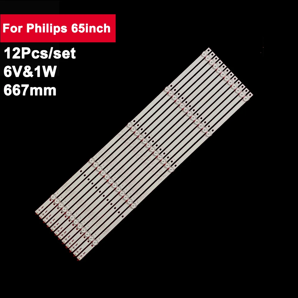 12 Pz 667Mm 6V Retroilluminazione Tv Strip Led Per Philips 65 Pollici Muslimate 65 Puf6263/T3 65 Huf6923/T3