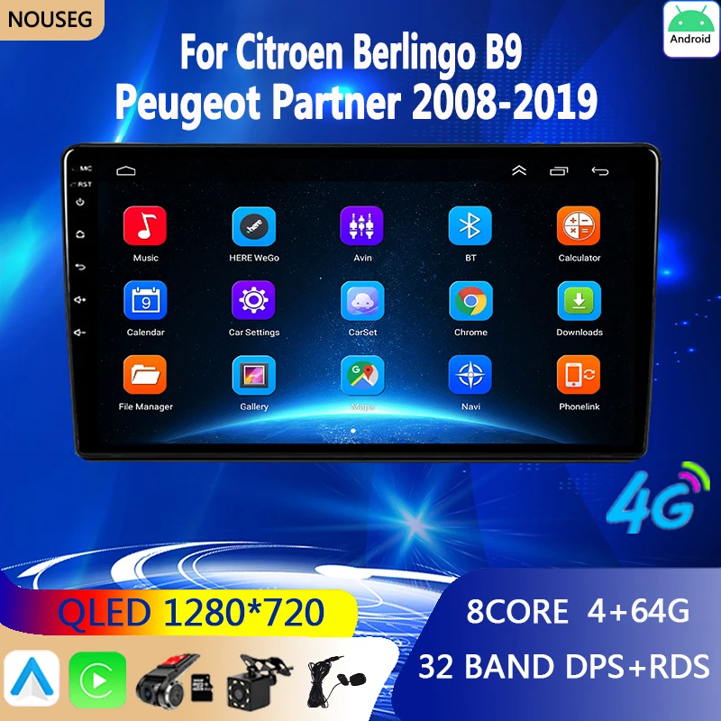 Android Car Radio Multimedia Per Citroen Berlingo 2 B9 Peugeot Partner 2008-2018 Navigazione Gps Lettore Multimediale Unità Principale