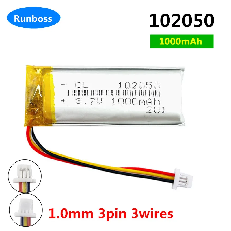 1-4 Pz Nuovo 3.7V 1000Mah 102050 Batteria Ricaricabile Ai Polimeri Di Litio Per Sena Srl2 2 Fili 3 Fili Spina Auricolare Bluetooth Srl 2