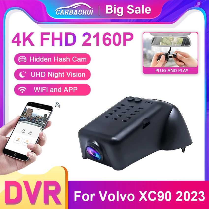 Nuovo Prodotto! Plug And Play Hidden Car Dvr Wifi Videoregistratore Uhd 4K Dash Cam Camera Per Volvo Xc90 2023 Dashcam Accessori Per Auto