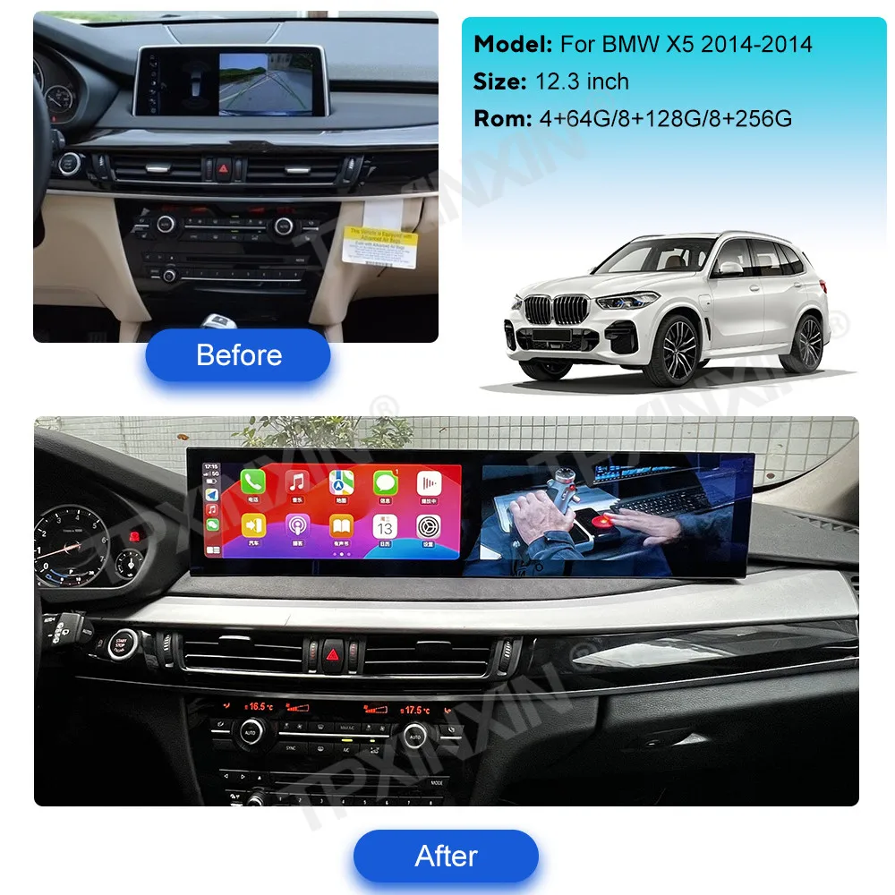 Schermo Qled Da 24.5 "8 + 256Gb Android 13.0 Per Bmw X5 X6 F15 F16 Nbt/Evo 2013-2017 Navigazione Gps Car Audio Radio Stereo Head Unit