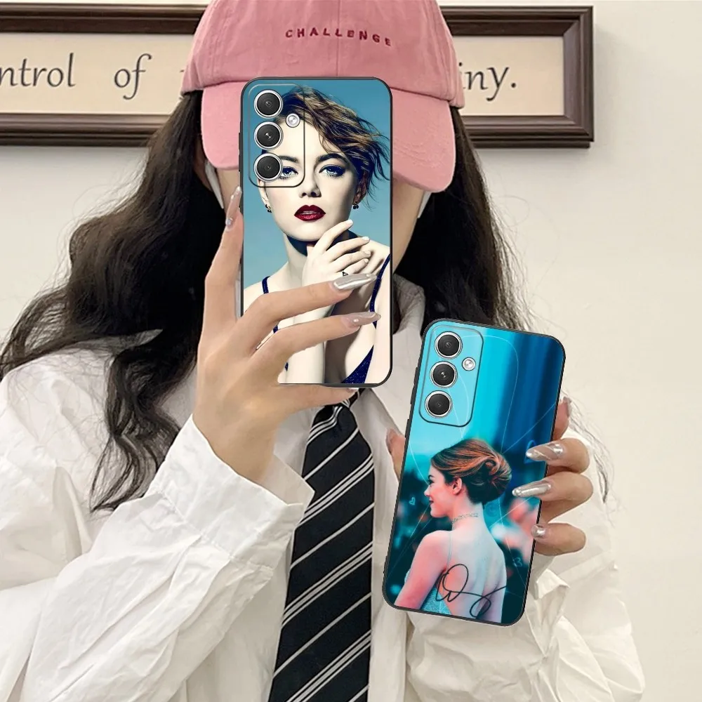 Emma Stone Mobile Cell Phone Case For Samsung Galaxy S24 S23 S22 S21 S20 S10 S9 Plus Fe Ultra Lite Black Soft Phone Cover Funda