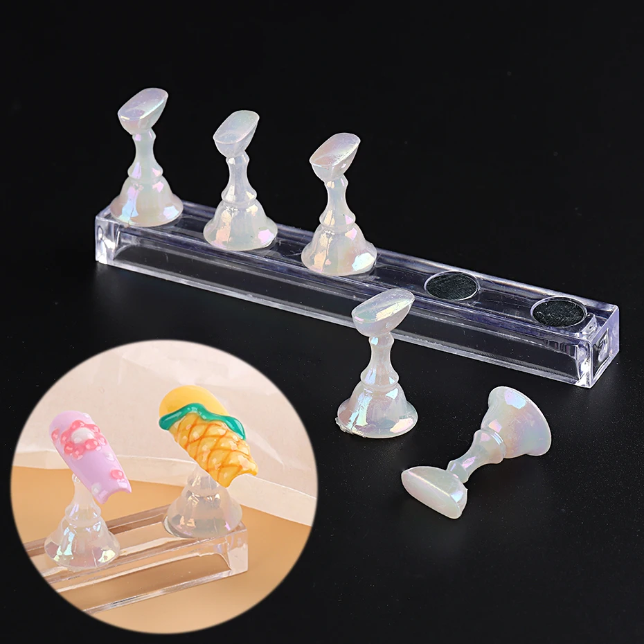 5Pcs Magnetic Aurora Practice Holder Accessori Per Unghie Forte Magnete Acrilico Stand Base Set Strumento Per Esercizi Con Display Per Unghie Finte Jg