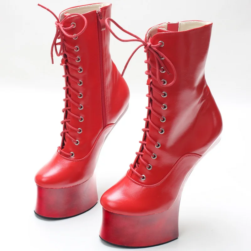 Caca Stivaletti Fetish Con Tacco Alto 18Cm, Scarpe Da Ballo Pole Dance Da Donna, Punta Tonda, Rosso, Nero, Colori Personalizzati