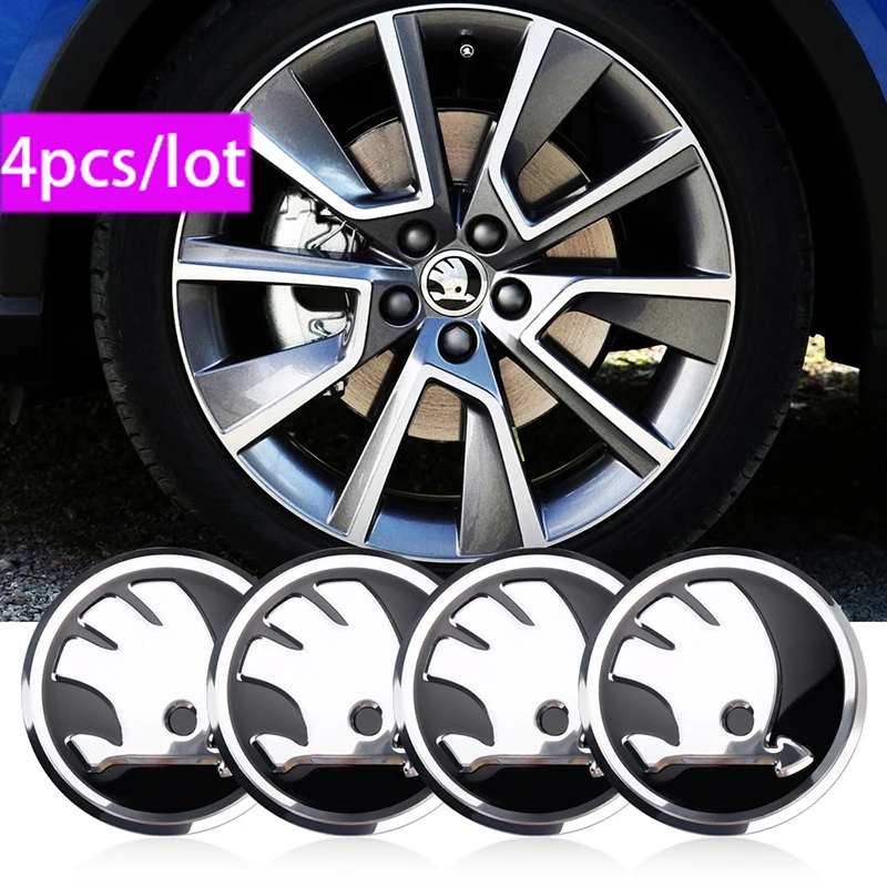4Pcs Auto Hub Cap Wheel Coperture Antipolvere Sticker Decor Per Skoda Octavia Fabia Rapid Yeti Superb Octavia A 5 A 7 2 Car Styling