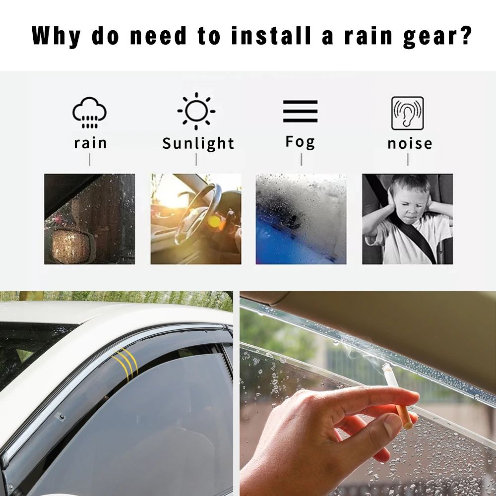Car Styling Abs Fumo Visiere Per Finestrini Auto Per Skoda Yeti 2014-2017 Auto Sun Rain Guard Deflettori Del Vento 4Pc