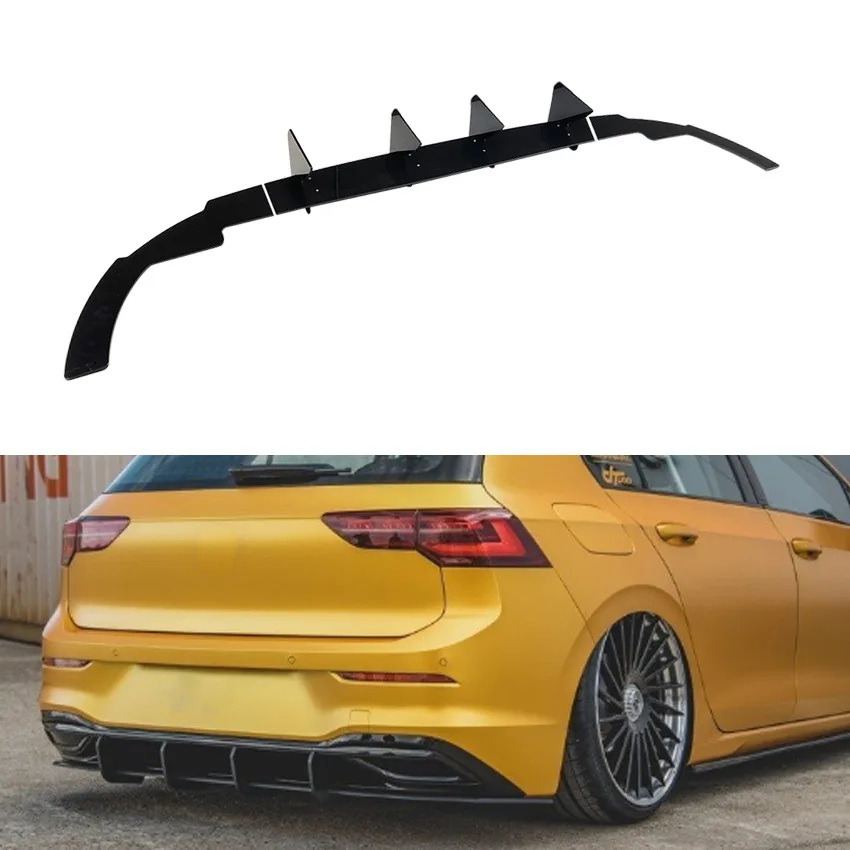 Niversal Car Rear Bumper Lip Diffuser For Vw Volkswagen Pro Golf Mk8 2021+ Abs Back Spoiler Lip Splitter Auto Bumper Protector
