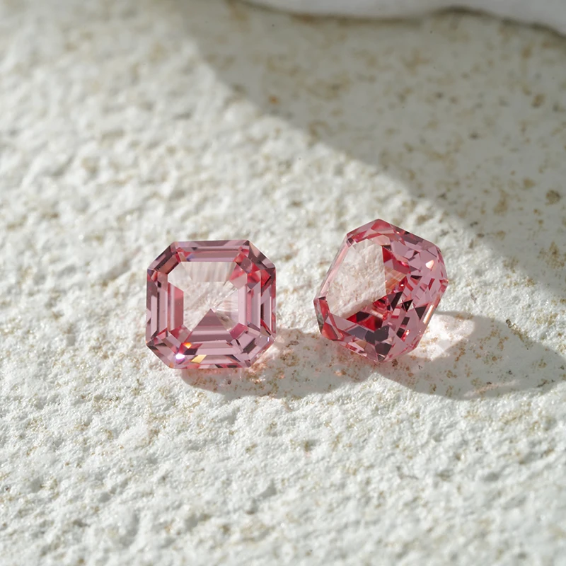 Lab Grown Pink Sapphire Padparadscha Sapphire Asscher Cut Per La Creazione Di Gioielli