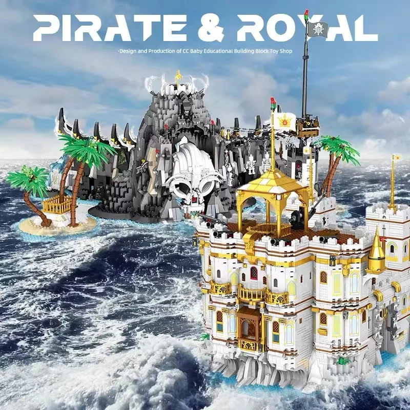 Ideas Series Pirate Ship The Skull Pirate Island Bay Kit Caribebeaned Building Block The Royal Bay Castle Model Brick Toy Moc