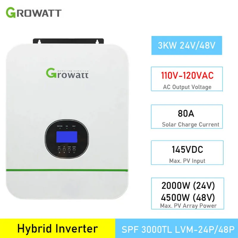 Ready Stock Growatt Inverter Onda Sinosoidale Pura Inverter Ad Alta Frequenza 3000W Residenziale Pv Power