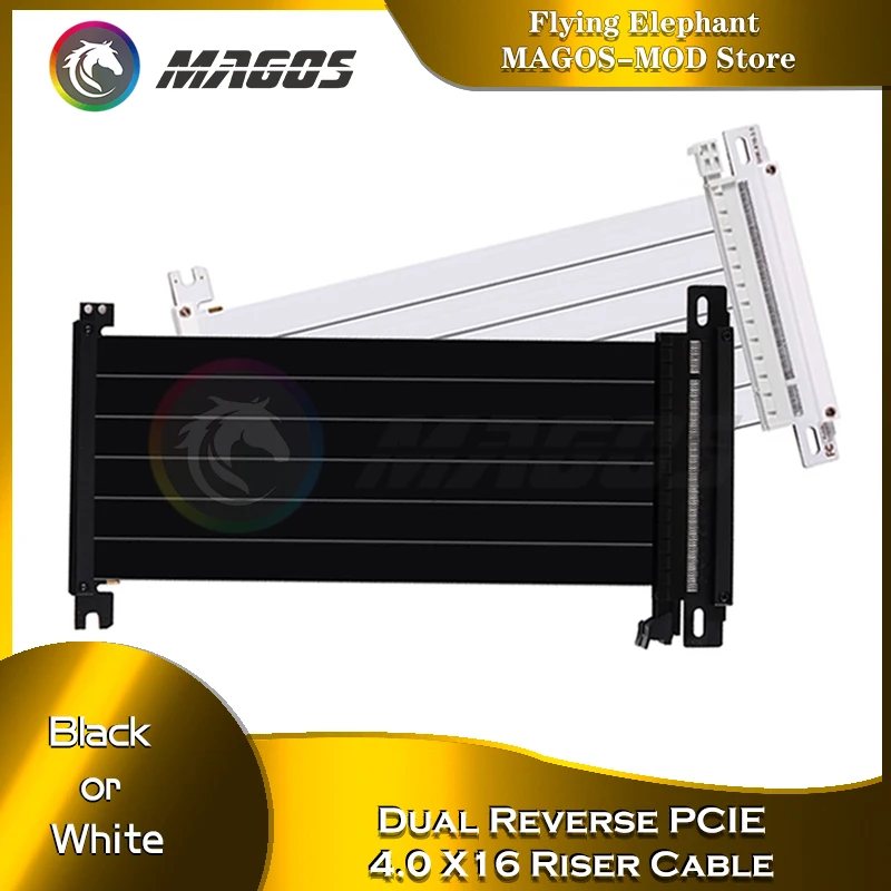 Dual Reverse Pcie 4.0 X16 Riser Cable 18.5Cm 20Cm Mini Itx Case Video Card Extension Schermato Flessibile Lossless Nero/Bianco