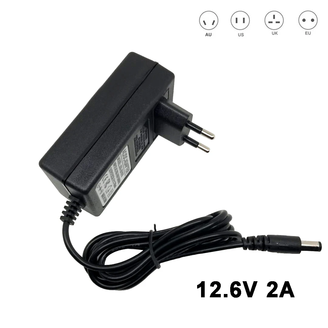 100V-240V 12.6V 2A 18650 Caricabatteria Al Litio 12 V Volt Adattatore Di Alimentazione Dc 5.5*2.1Mm Alimentatore Caricabatterie Da Parete Eu/Uk/Au/Us 