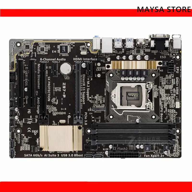 Per Presa Scheda Madre Asus Z97-P Lga 1150 Ddr3 Z97 Sata3 Scheda Madre Usb3.0 Testata Al 100% Completamente Funzionante