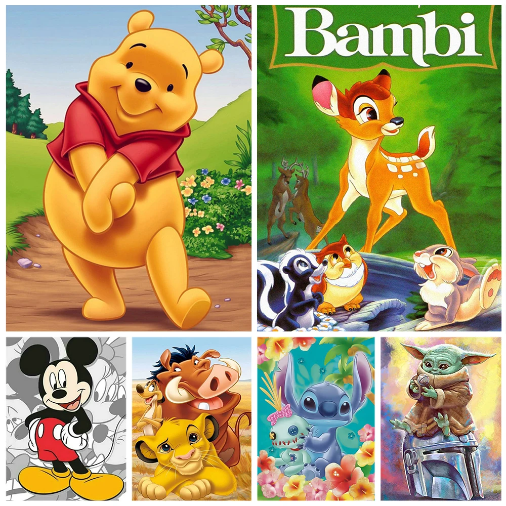 Disney Winnie The Pooh Bambi Mickey Mouse Canvas Painting Cartoon Poster E Stampe Wall Art Pictures For Home Room Decor Gift