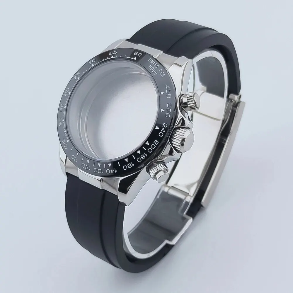 Neiton 40Mm Vetro Zaffiro Quart Cassa In Acciaio Inossidabile Cinturino In Gomma Adatto Per Movimento Quart Vk63