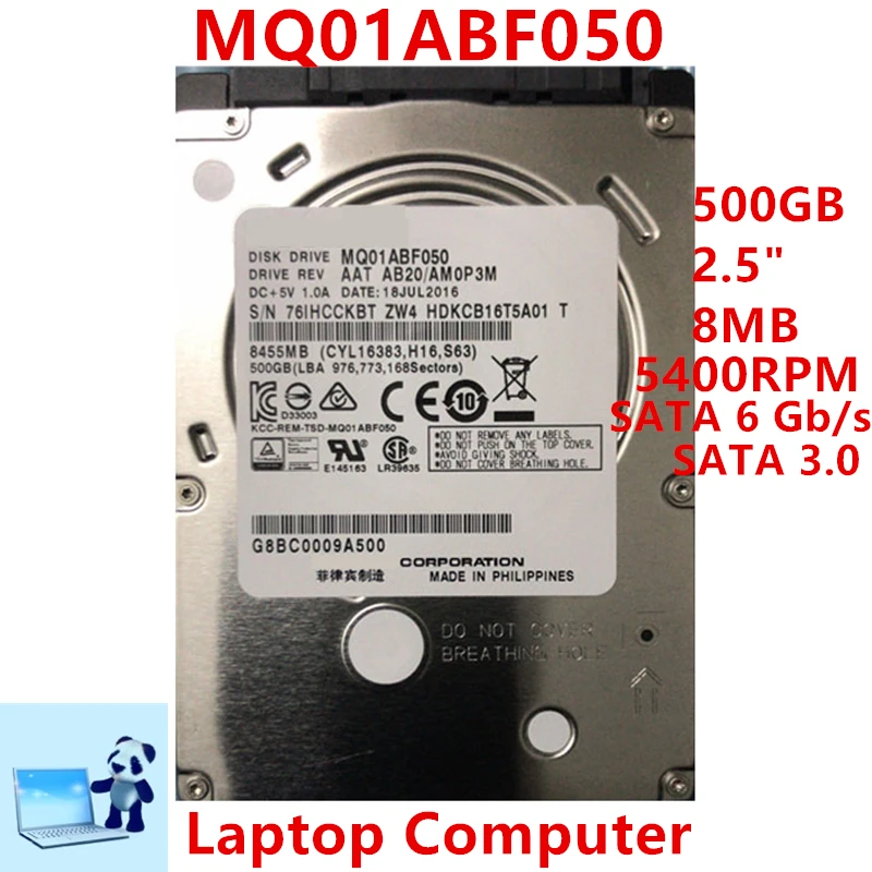 Nuovo Hdd Originale Per Toshiba Marca 500Gb 2.5 "Sata 6 Gb/S 8Mb 5400Rpm Per Disco Rigido Interno Per Notebook Hdd Per Mq01Abf050