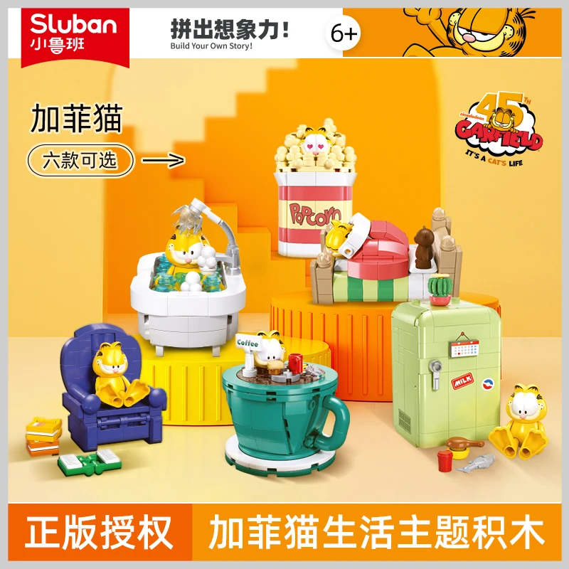 Sluban Classic Anime Comic The Garfield Show Model Odie Pooky Cat Figure Building Blocks Set Mattoni Assemblare Giocattoli Per Bambini Regalo