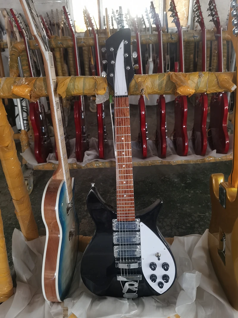 Chitarra Elettrica Rickenbacker 325 Nera, Tre Pickup, Chitarra Di Alta Qualità, 6 Corde, Coda R