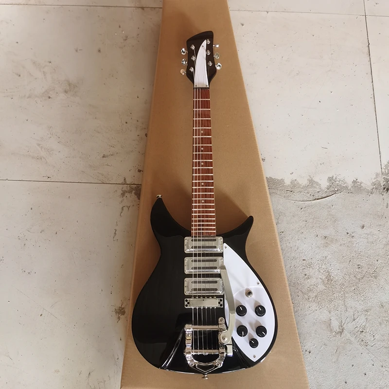 Chitarra Elettrica Rickenbacker 325 Nera, Tre Pickup, Chitarra Di Alta Qualità, 6 Corde, Ponte Vibrato