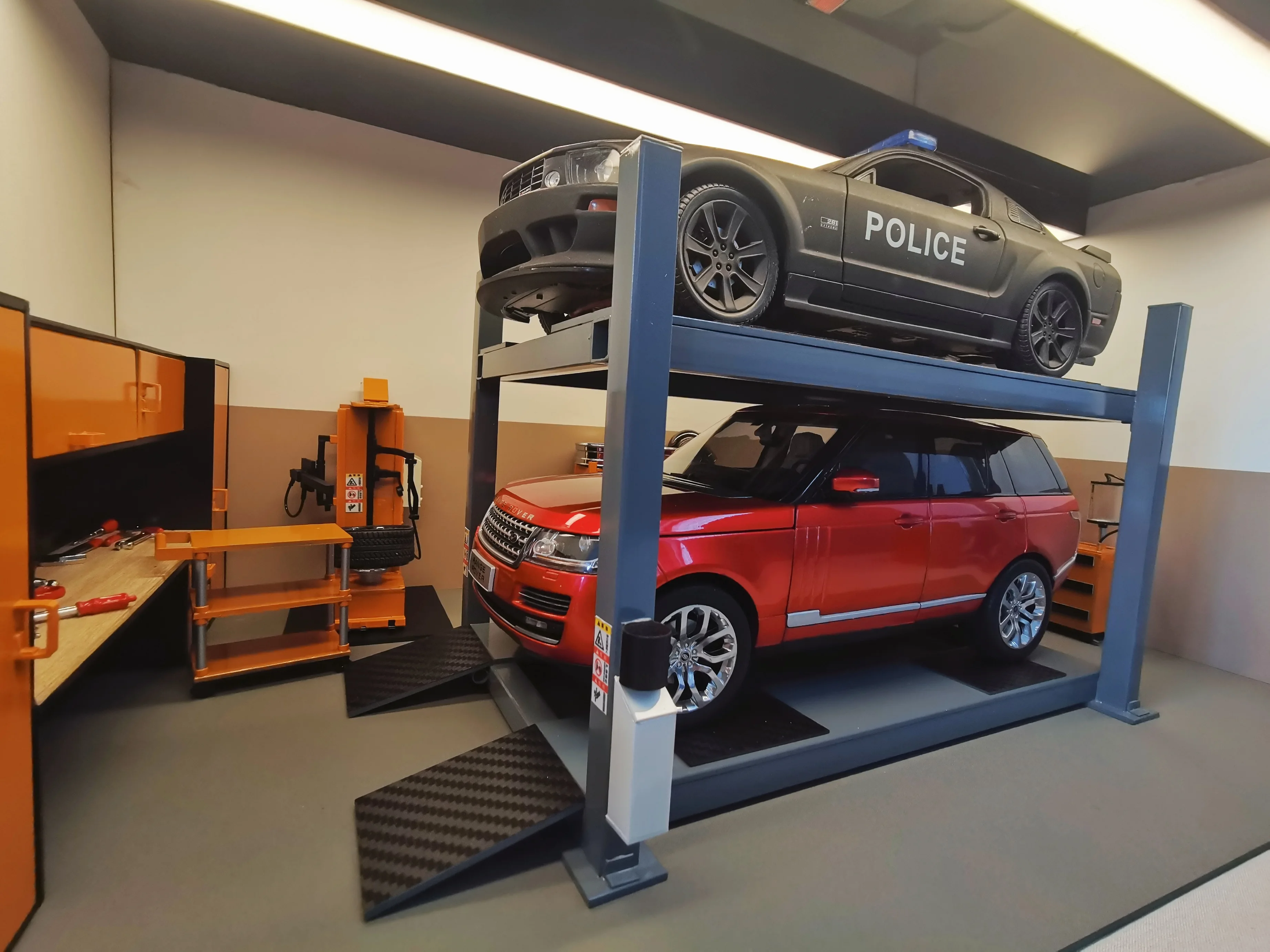 Luxury Grey Handmade Model Car Diorama Lift 1:64 1:43 1:24 1:18 Double Single Deck Garage Scene Static Stand