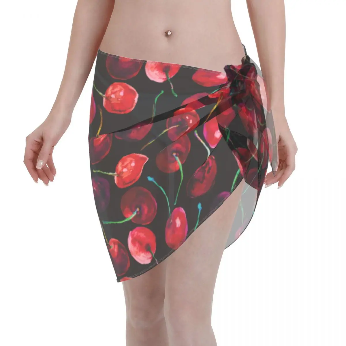 Donne Sexy Cherry Sheer Kaftan Sarong Beach Wear Bikini Covers-Ups Gonne Gonna Da Donna