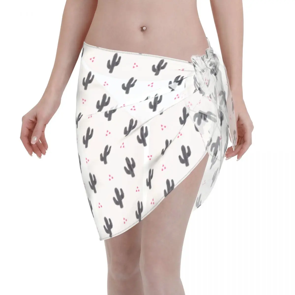 Sexy Women Cactus Perspective Kaftan Sarong Swimsuit Bikini Cover-Up Sarong Skirt Lace-Up