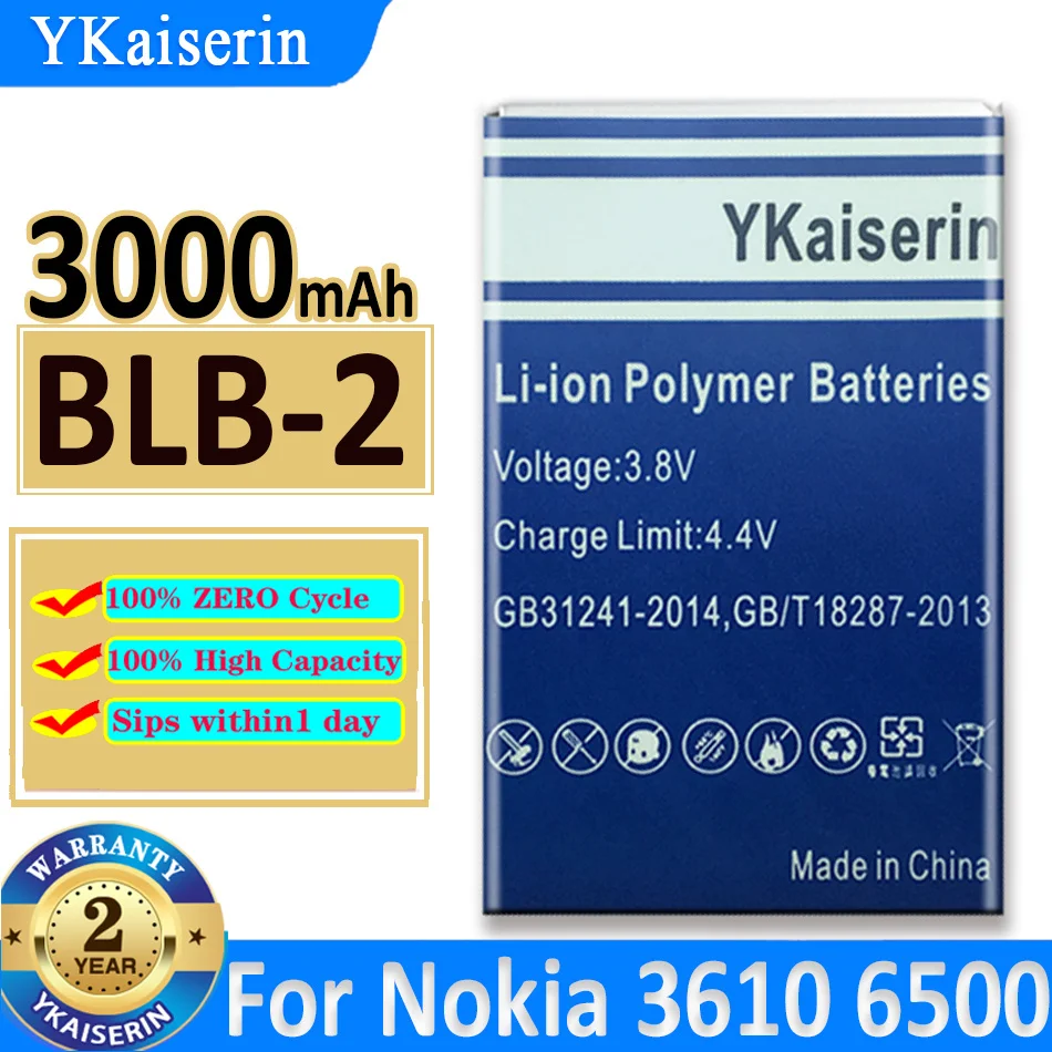 Ykaiserin Blb-2 Batteria Per Nokia 8210 8250 8850 8910 8310 5210 6500 6590 6510 3610 8270 8910I 7650 6590I Blb 2 Bateria