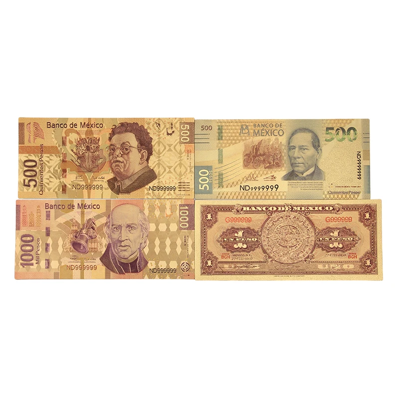 Banconota In Oro Messico Per Capodanno Colorata 1 Peso Mexicano Gold Crafts Per La Collezione Home Decor