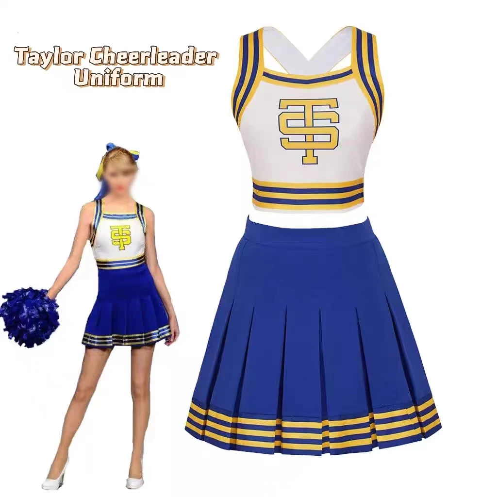 Taylor Cheerleader Uniform For Women Girl Tay Tay Ts Shake It Off Blue White Cheerleading Outfit Fan Concert Party Costume