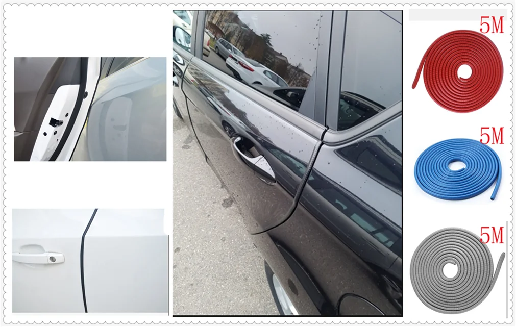Car Styling Sticker Door Edge 5M Guard Plate Trim Strip Seal Retrofit Per Volkswagen Vw Tuhuan 1.4T Touareg2 New Beetle Passat