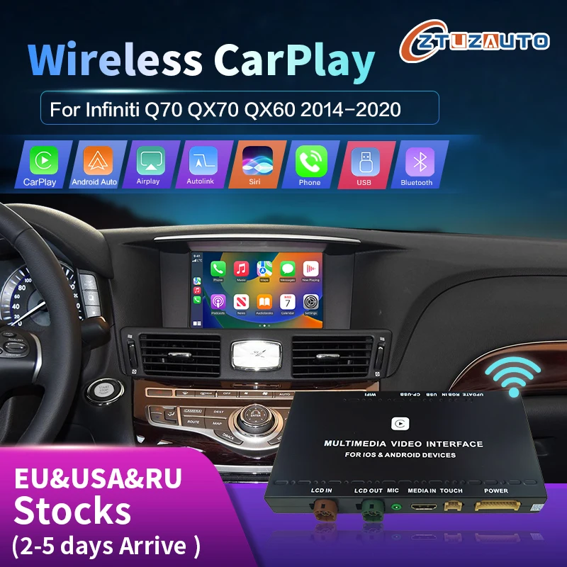 Wireless Apple Carplay Android Auto Per Infiniti Qx60 Qx70 Q70 Specchio Aftermarket Carplay Aggiornamento Retrofit Navigazione Multimediale