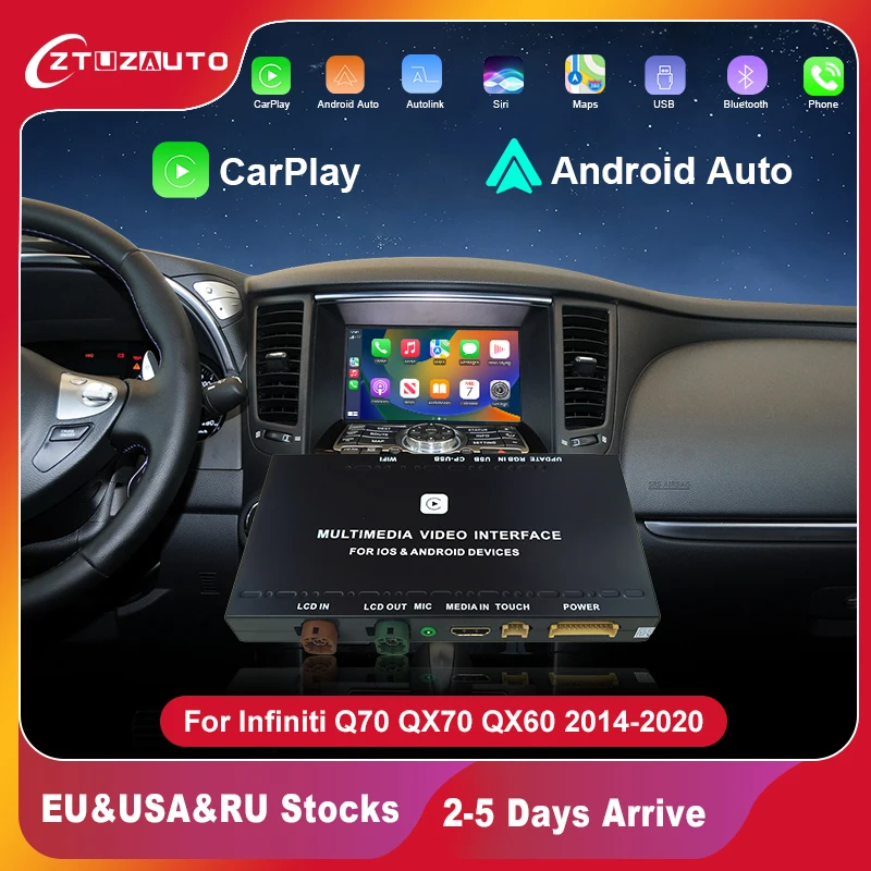 Wireless Apple Carplay Android Auto Per Infiniti Qx60 Qx70 Q70 Specchio Aftermarket Carplay Aggiornamento Retrofit Navigazione Multimediale