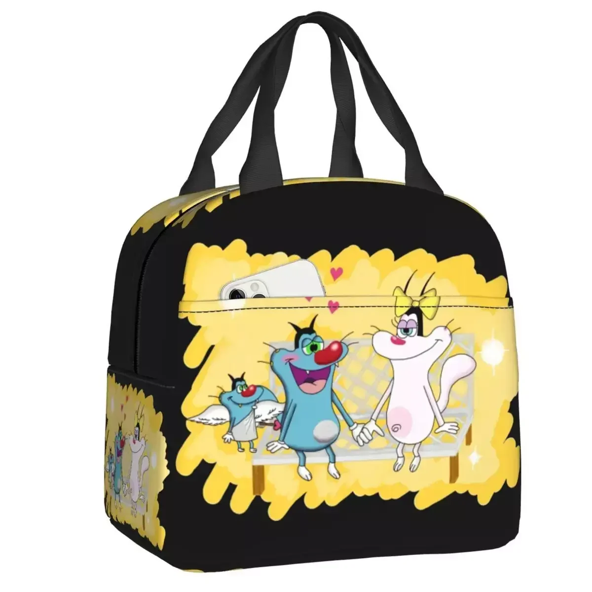 Animazione Francese Borsa Per Il Pranzo Isolata Anime Resuable Oggy E The Blocks Cooler Thermal Lunch Box Beach Camping Travel