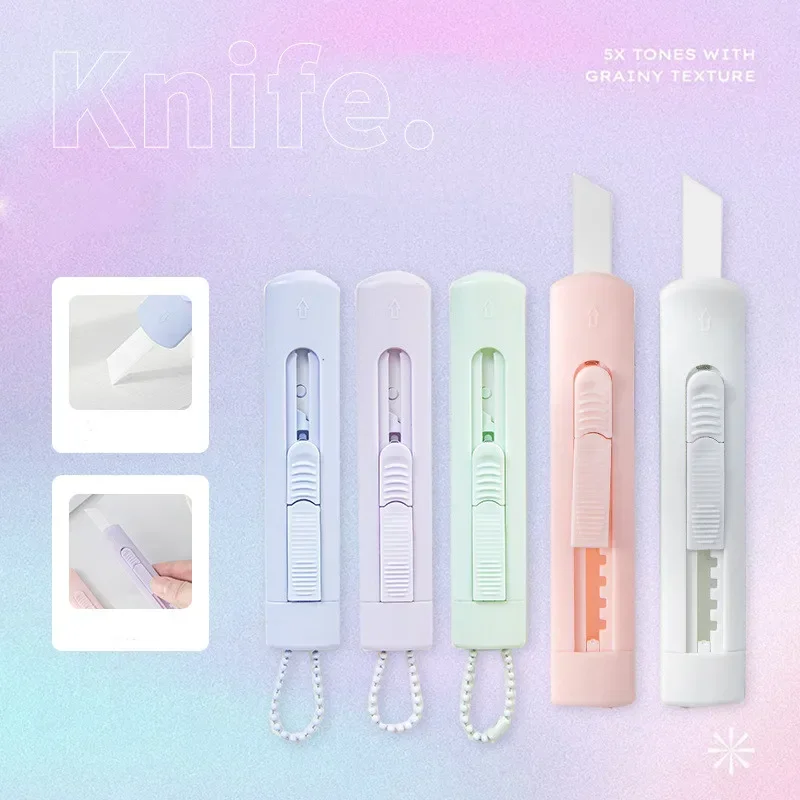 Ins Simplicity Utility Knife Mini Morandi Solid Color Paper Cutter Small Folding Ceramics Knife Cutter Box Student Supplies