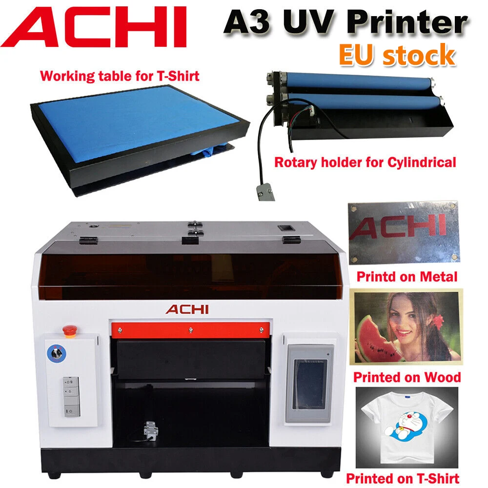 Nuova Stampante Uv Achi A3 Epson 1390 Testa Cilindrica Flata 3D Goffrata Eu/Us Stock