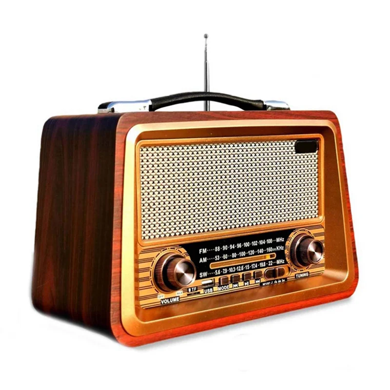 Altoparlante Bluetooth Wireless Radio Portatile Retrò Lettore Ricevitore Radio Stereo Am/Fm Usb Tf Aux Mp3 Stile Classico