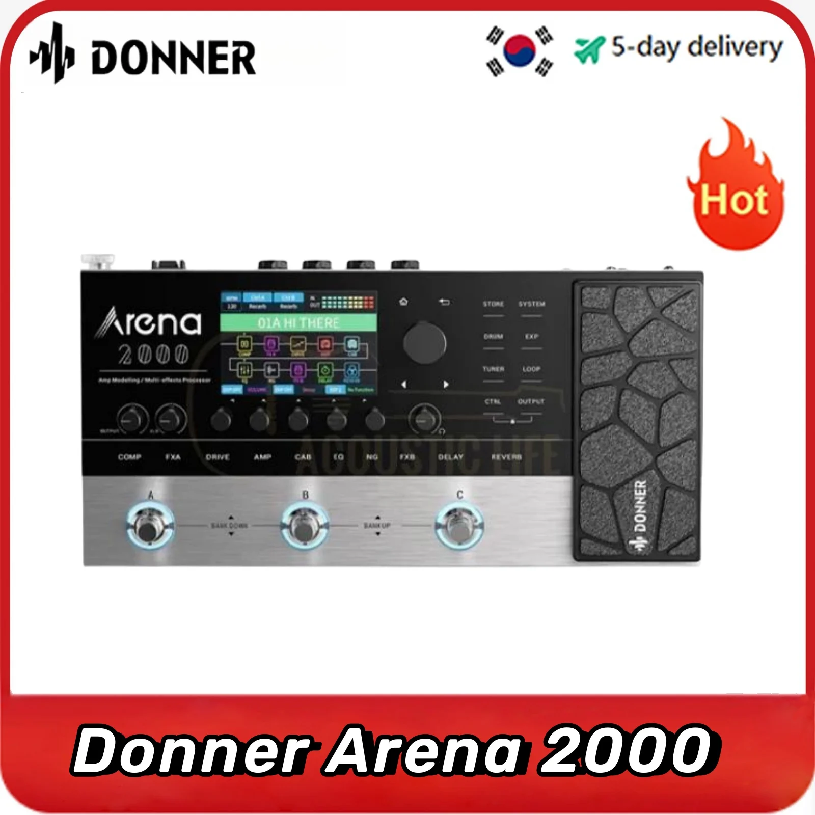 Donner Arena 2000 Pedale Multieffetto 278 Effetti Ir Amp Drum Looper Midi In Effector Con App Softwear Per Chitarra Elettrica