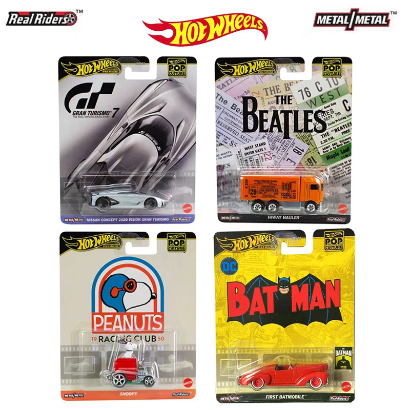 Original Hot Wheels Premium Car 1/64 Pop Culture 1/64 Diecast Hxd63 Set Nissan Hiway Batmobile Vehicle Toys For Boys Fun Gift