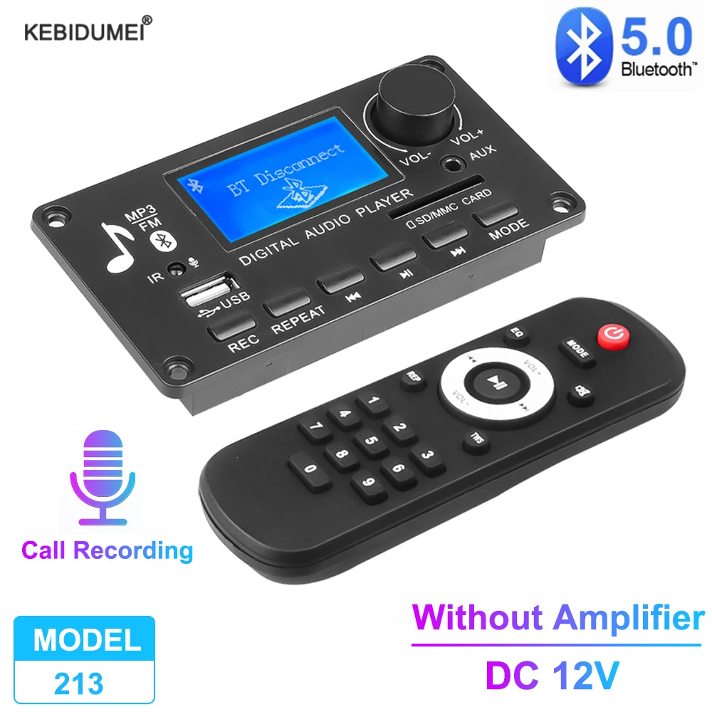 Scheda Di Decodifica Mp3 Bluetooth 5.0 Lettore Audio Lettore Mp3 12V Con Telecomando Modulo Radio Fm Supporto Registrazione Chiamate Tf Usb