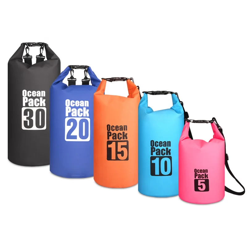 Borsa Da Nuoto Impermeabile 500D Dry Sack 2/5/10/15/20/30L Impermeabile Galleggiante Dry Gear Bags Per Canottaggio Pesca Rafting Nuoto