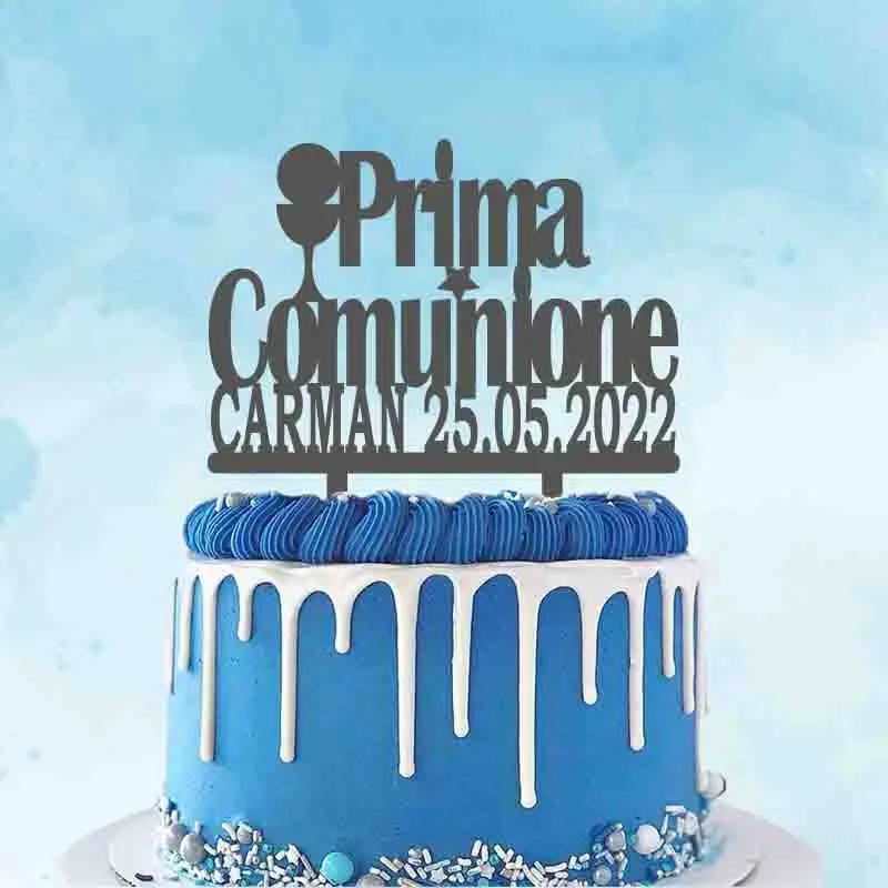 Topper Comunione Personalizzato Nome Personalizzato Data Prima Comunione Italiana Cake Topper Per Bambini Decorazione Per Feste Di Prima Comunione