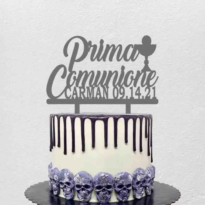 Cake Topper Comunione Personalizzato Prima Comunione Italiana + Il Tuo Nome Data Di Festa Per Bambini Decorazione Per Feste Di Comunione Topper