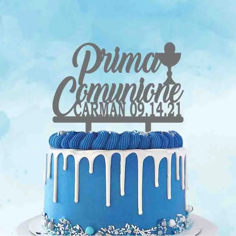 Nome Personalizzato Data Italia Comunione Cake Topper Italiano Prima Comunione Topper Per Bambini Comunione Decorazione Torta