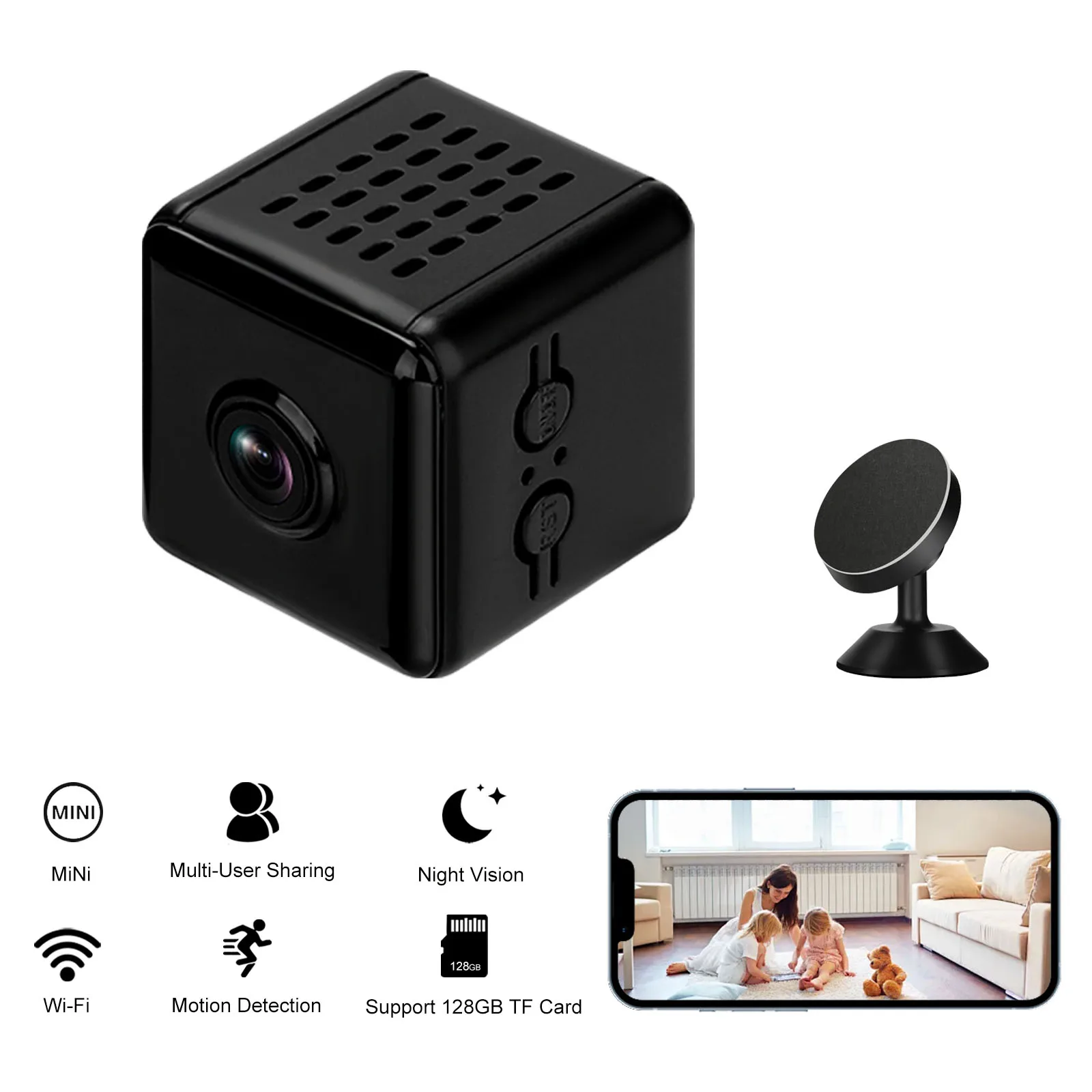 Mini Telecamera Hd Visualizzazione Remota In Tempo Reale Telecamera Spia Segreta Per La Sicurezza Domestica Telecamera Di Sorveglianza Wi-Fi Baby Moni