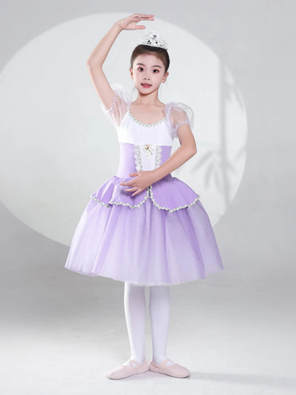 Tutu Per Bambini Saree Performance Dress Swan Lake Saree Tutu Dress Bubble Sleeve Tutu Girls Princess Skirt Accessori Ballet