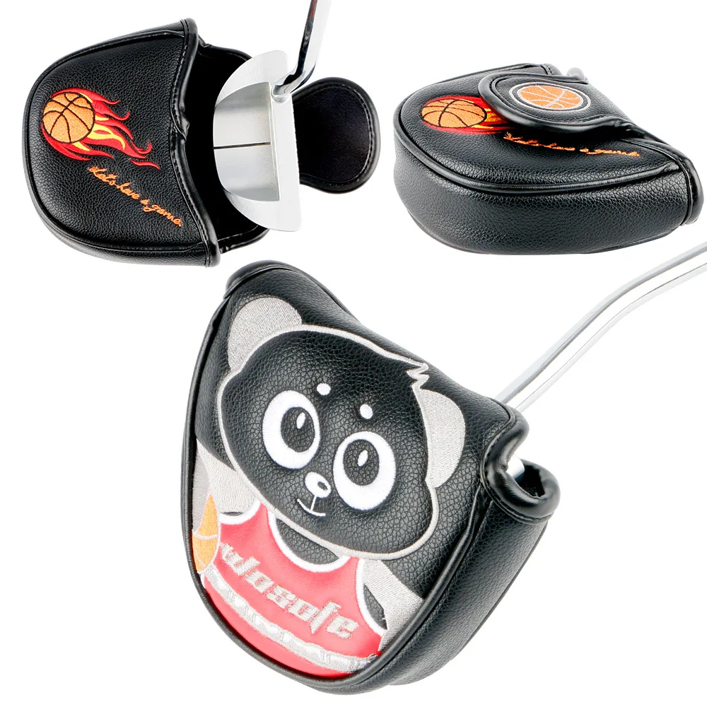Golf Blade Putter Cover Cartoon Panda Ricamato Pu Leather Golf Putter Headcover Per Scotty Cameron Odyssey Blade Taylormade