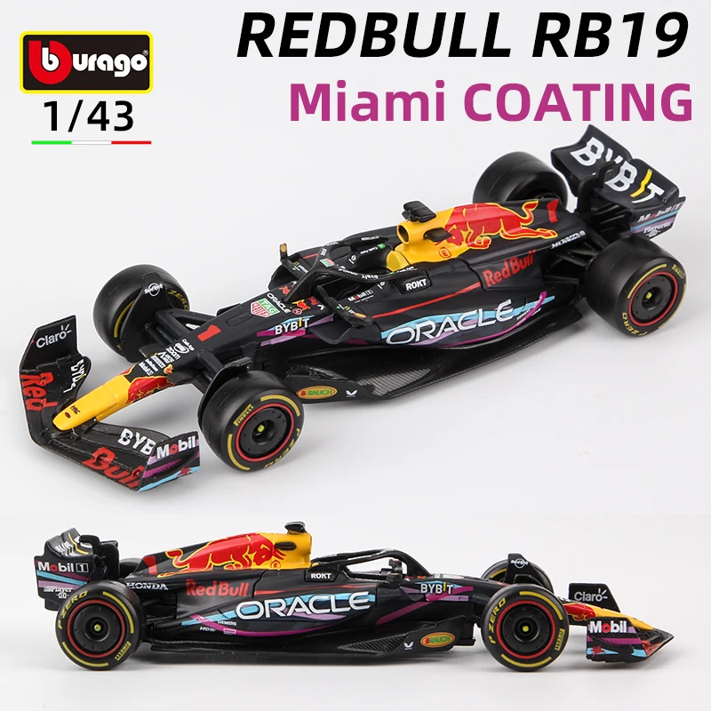 Bburago 1:43 Redbull F1 2023 Miami Grand Prix Rb19 Modello Di Auto In Lega Da Corsa #1 Max Verpunpen Formula Die Cast Veicoli Giocattoli