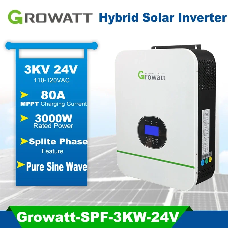 Growatt Off Grid Solar-Wechselrichter 3000W Inverter Monofase Fotovoltaico Regolatore Di Carica Mppt Integrato